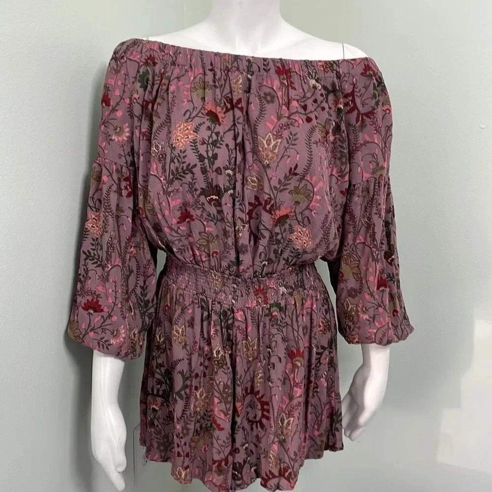 Free People Pretty And Free Romper in mauve color combo size large